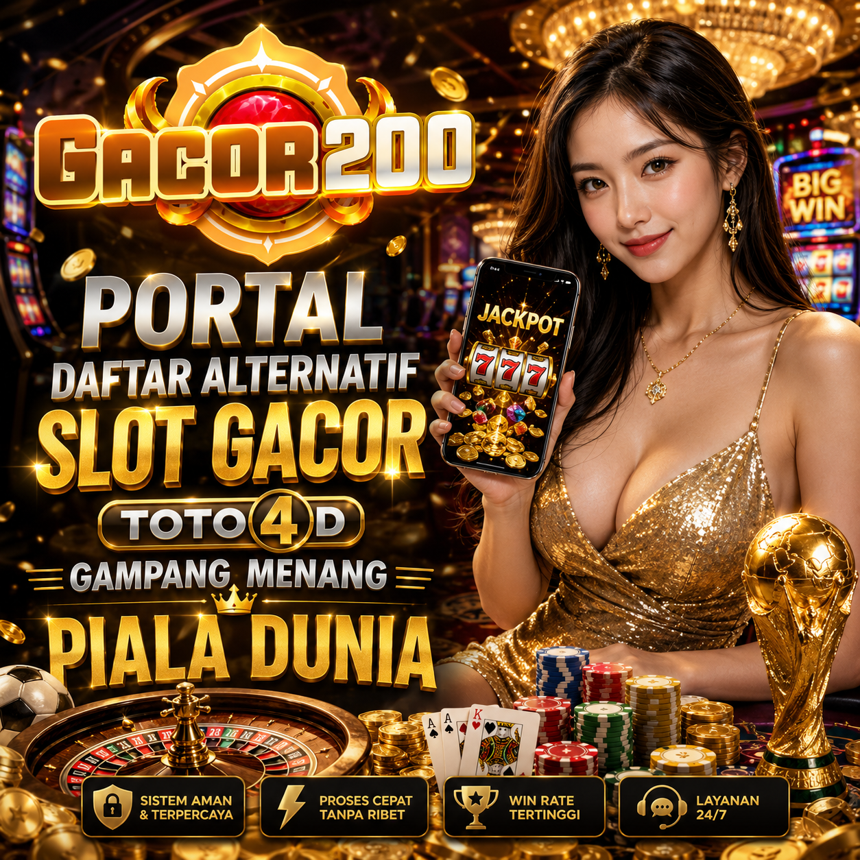 GACOR200 Portal Daftar Alternatif Slot Gacor TOTO4D Gampang Menang Piala Dunia